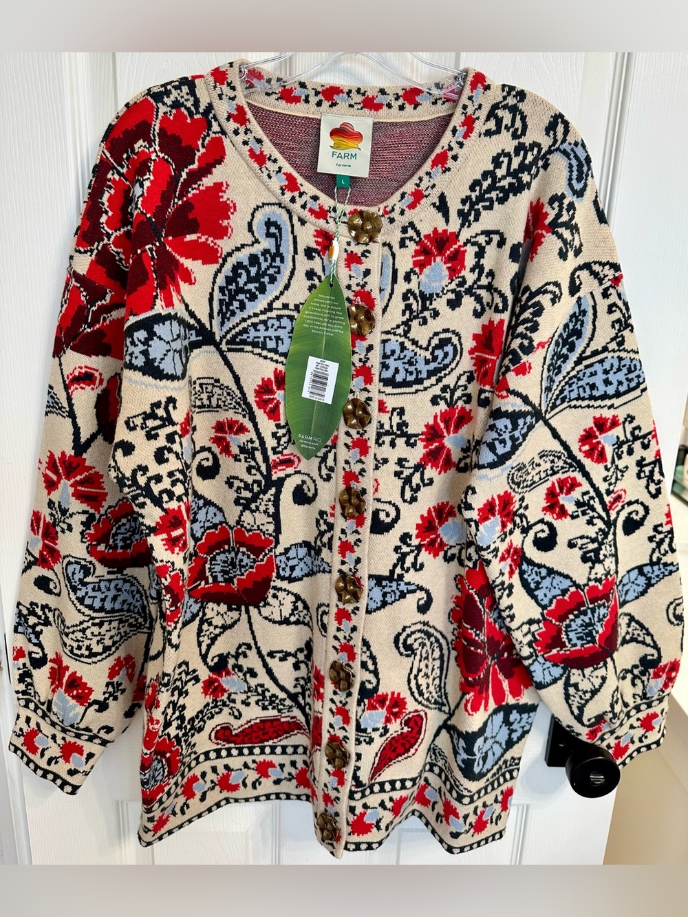 Farm Rio Francesca Jacquard Cardigan in Size L $248 - Picture 4 of 7